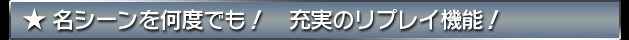 名シーンを何度でも！　充実のリプレイ機能！